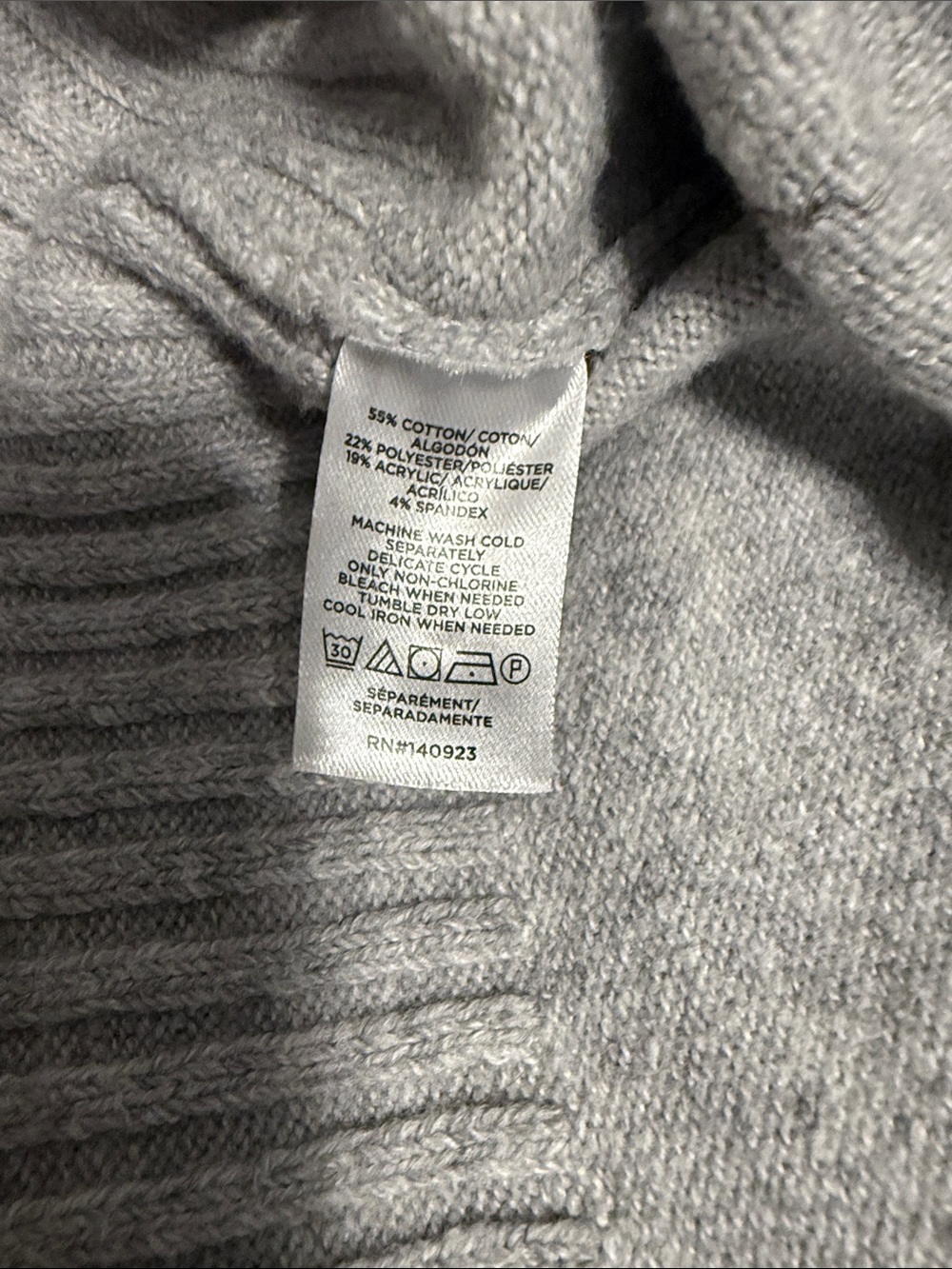 LOFT - Light Gray Crewneck Sweater with Dog Motif - Medium - Picture 5 of 6